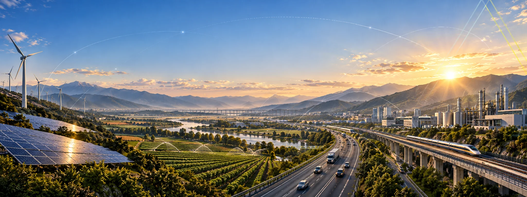 AI-generated infrastructure landscape representing water and utility systems