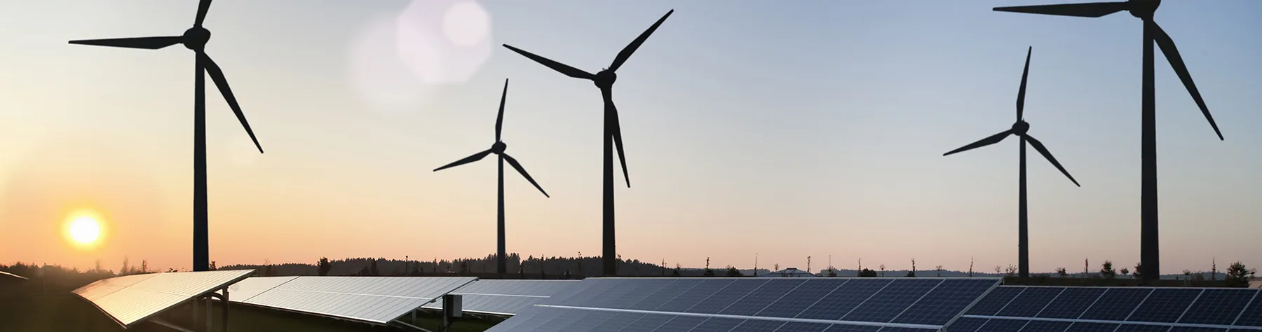 Wind turbines and solar panels